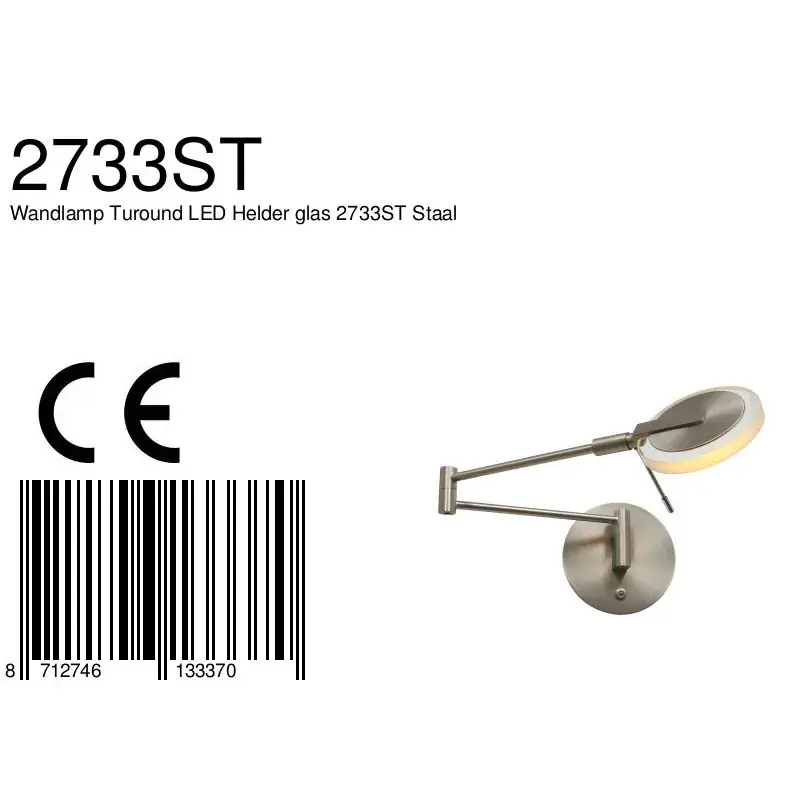 Foto 7 Wandlamp Turound 2733ST Staal Turound 2733ST