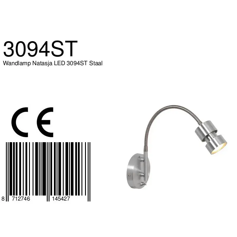 Foto 6 Wandlamp Natasja LED 3094ST Staal Natasja LED 3094ST