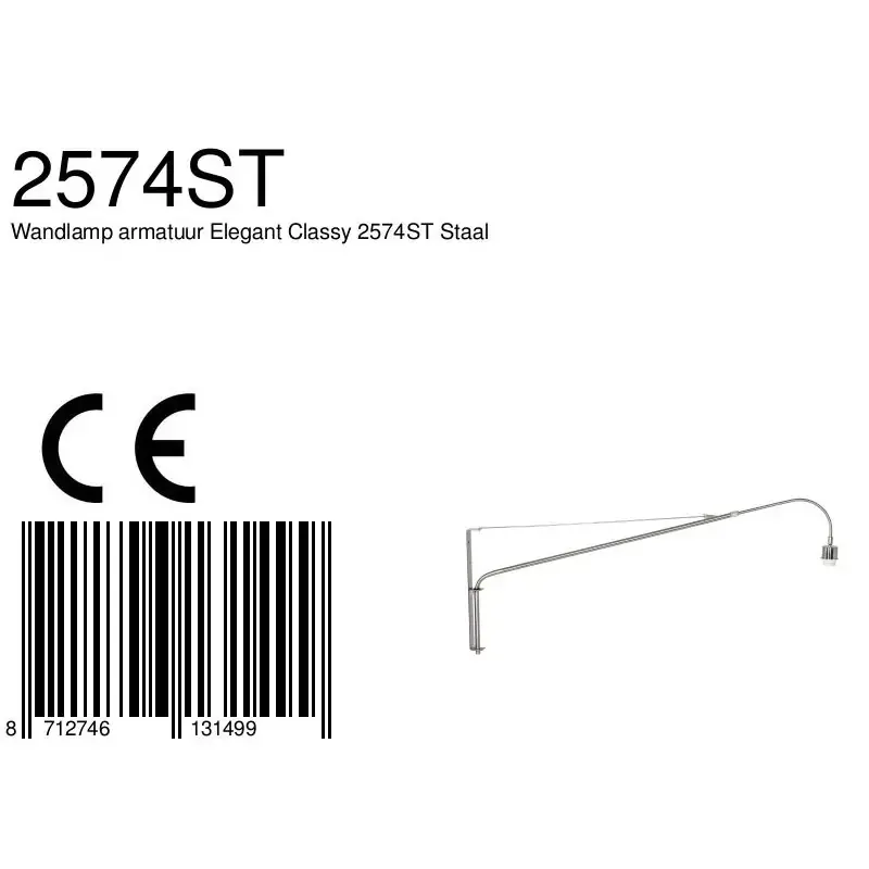 Foto 6 Wandlamp Elegant Classy 2574ST Staal Elegant Classy 2574ST