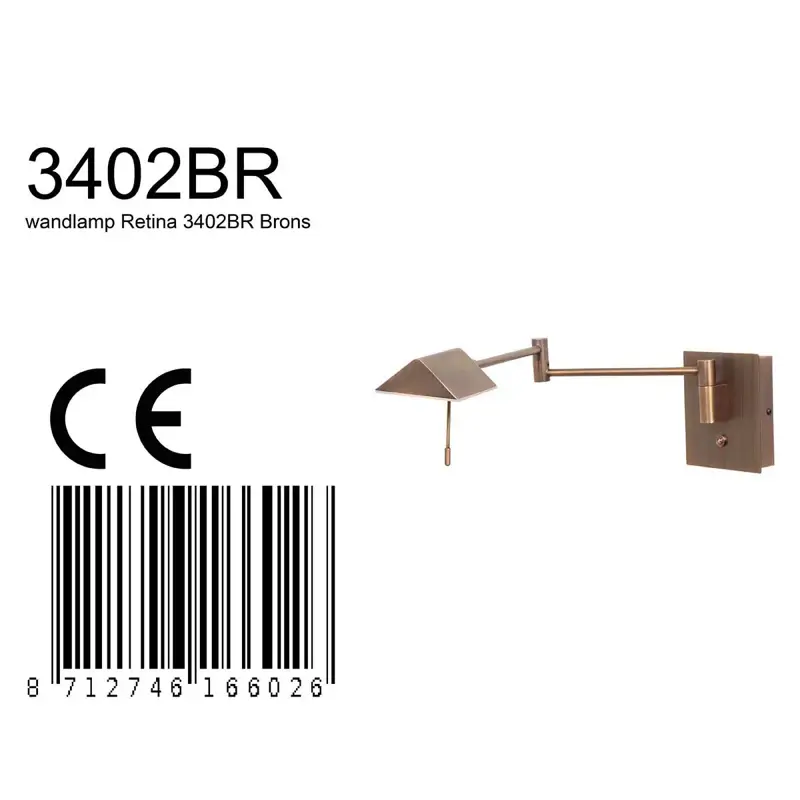 Foto 7 Wandlamp Retina 3402BR Brons Retina 3402BR