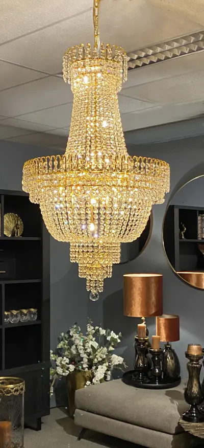 Foto van Kristal Hanglamp Elise 60cm Goud