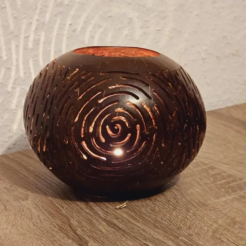 Foto 4 Kokosnoot theelichthouder luxe rond