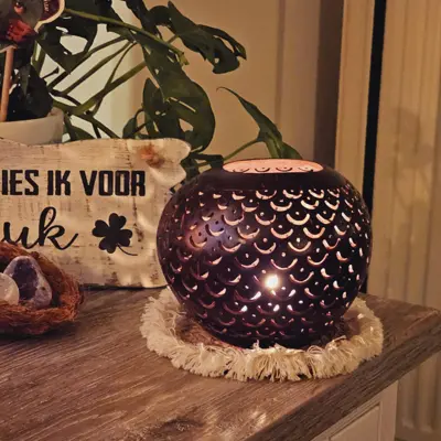 Foto van Kokosnoot theelichthouder luxe curv