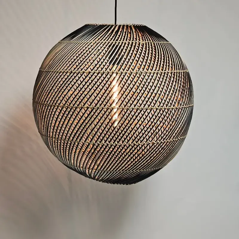Foto 1 rieten hanglamp Stripes Globe 50 cm 510641