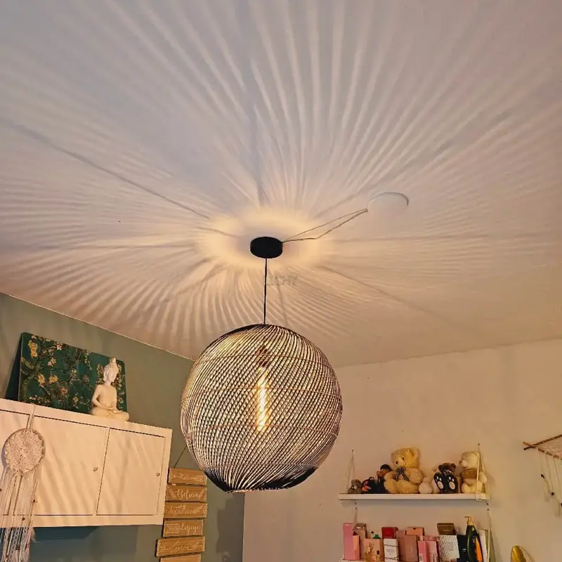 Foto 2 rieten hanglamp Stripes Globe 50 cm 510641