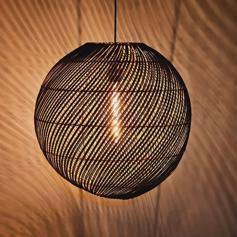 Foto 3 rieten hanglamp Stripes Globe 50 cm 510641
