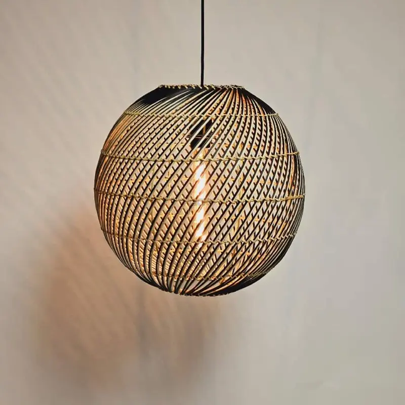 Foto 1 rieten hanglamp Stripes Globe 40 cm 510639