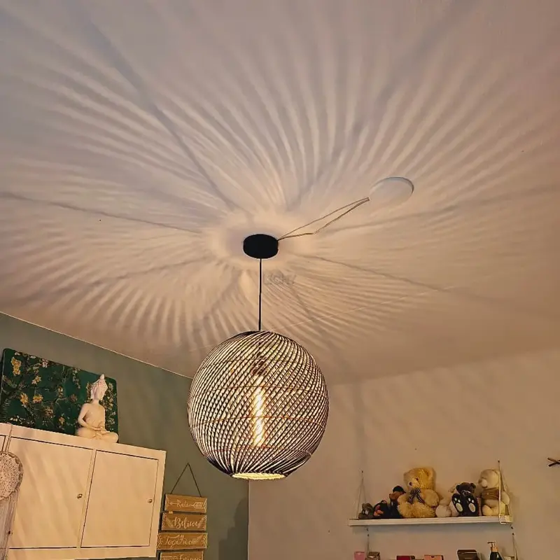 Foto 2 rieten hanglamp Stripes Globe 40 cm 510639