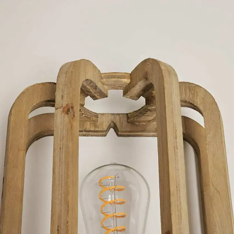 Foto 3 Wandlamp Treccia hout 27cm Tricia Hout open