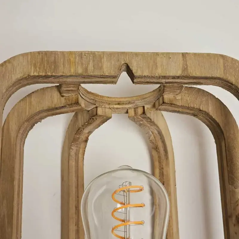 Foto 5 Wandlamp Treccia hout 27cm Tricia Hout open