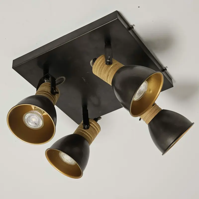 Foto 1 Plafondspot Veleno zwart goud 4 lichts pl 5544 z