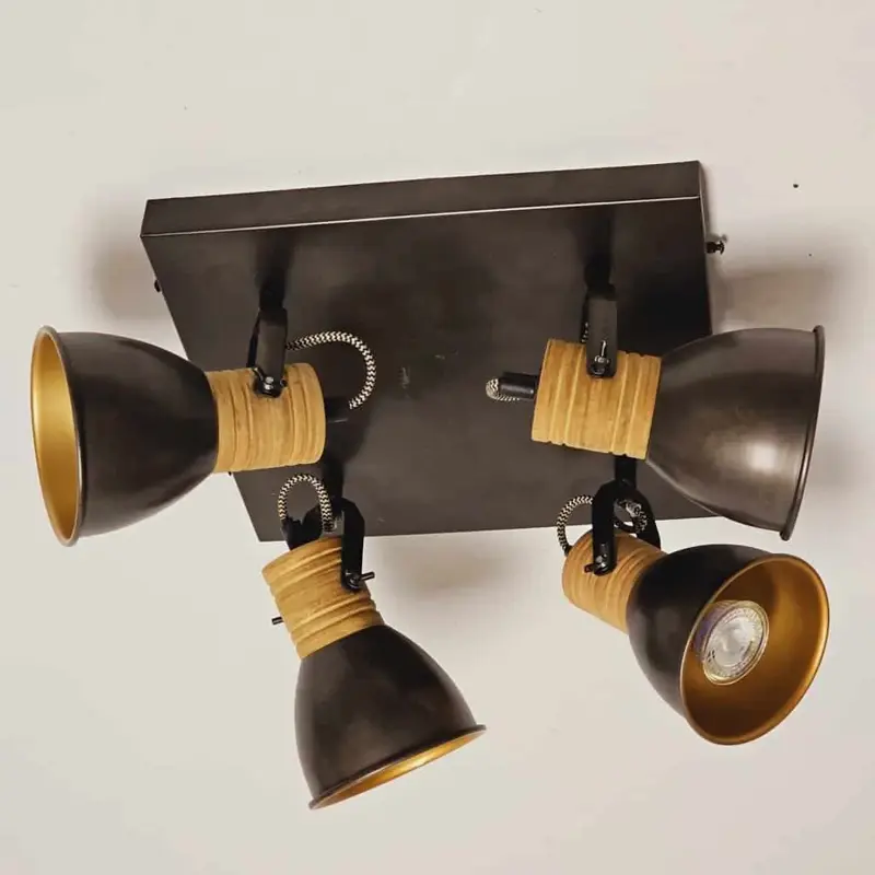 Foto 2 Plafondspot Veleno zwart goud 4 lichts pl 5544 z