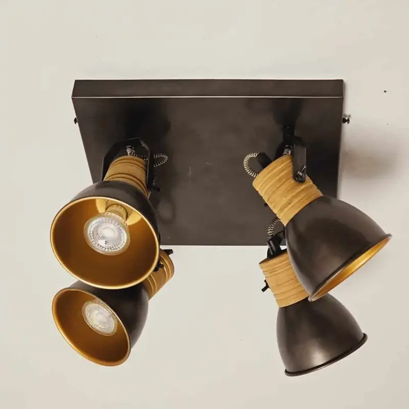 Foto 7 Plafondspot Veleno zwart goud 4 lichts pl 5544 z