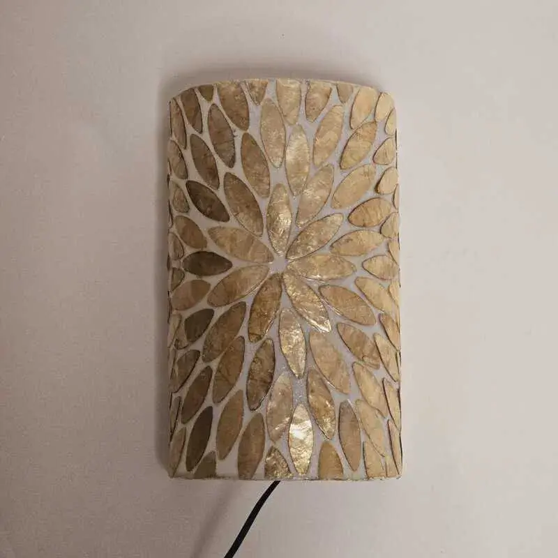 Foto 2 Wandlamp flower schelp goud 24x30