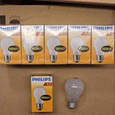 Foto van 10 stuks Philips 100w E27 mat dimbaar