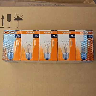 Foto van 10 stuks Osram gloeilamp 60w helder dimbaar