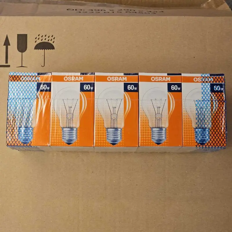 Foto 1 10 stuks Osram gloeilamp 60w helder dimbaar