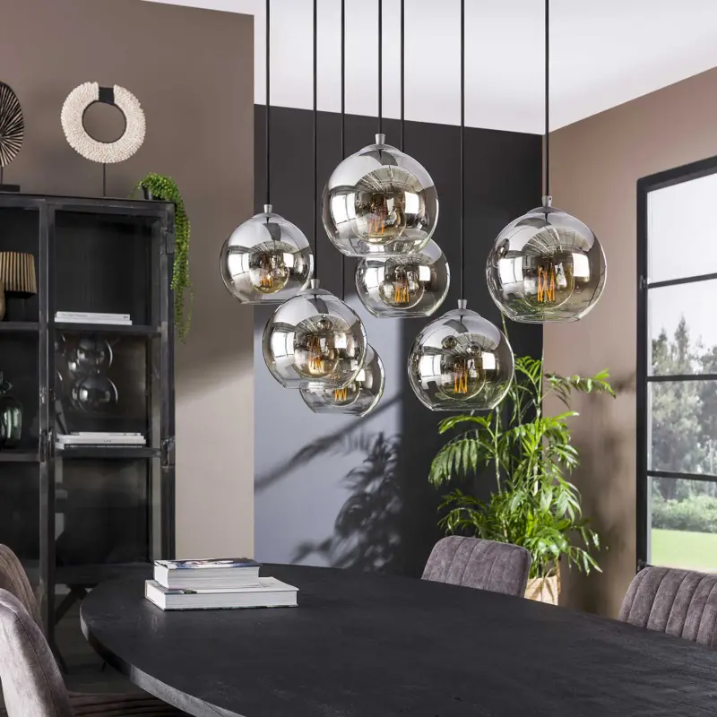 Foto 2 Hanglamp Bubble Shade 7 lichts Zilver Smoke