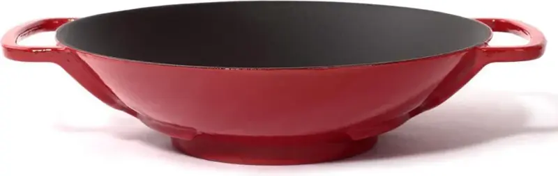Foto 1 Gietijzeren wok 35 cm Rood