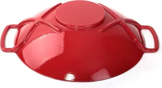 Foto 2 Gietijzeren wok 35 cm Rood