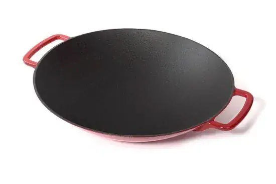 Foto 3 Gietijzeren wok 35 cm Rood