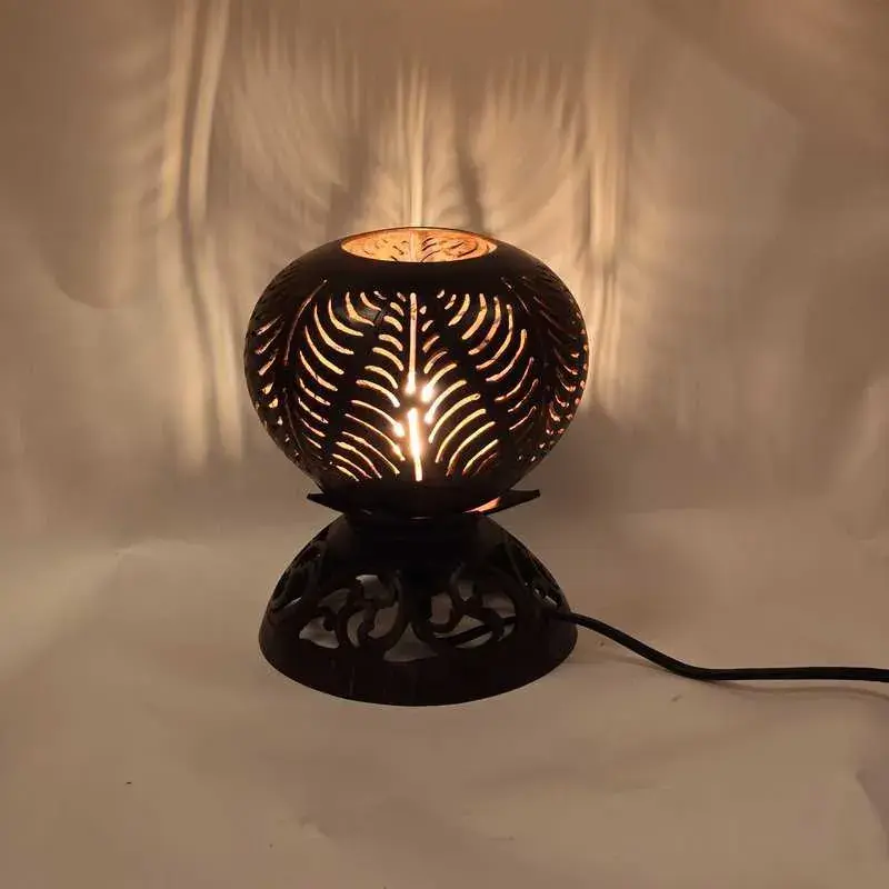 Foto 2 Nachtkastlampje sfeerlamp kokosnoot luxe tak op voetje e27