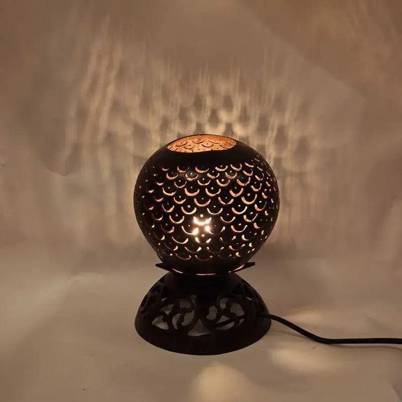 Foto 2 Nachtkastlampje sfeerlamp kokosnoot luxe curv op voetje e27