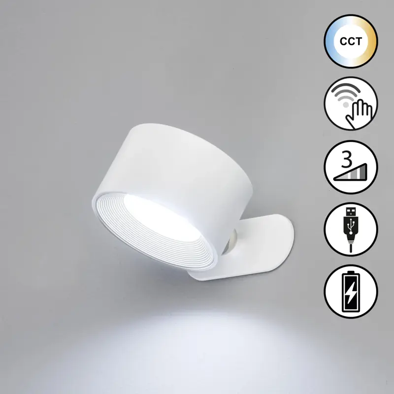 Foto 8 Wandlamp Magnetic Wit Oplaadbaar