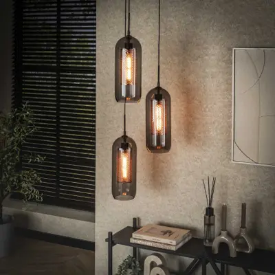 Foto van Hanglamp Copper 3 lichts rond