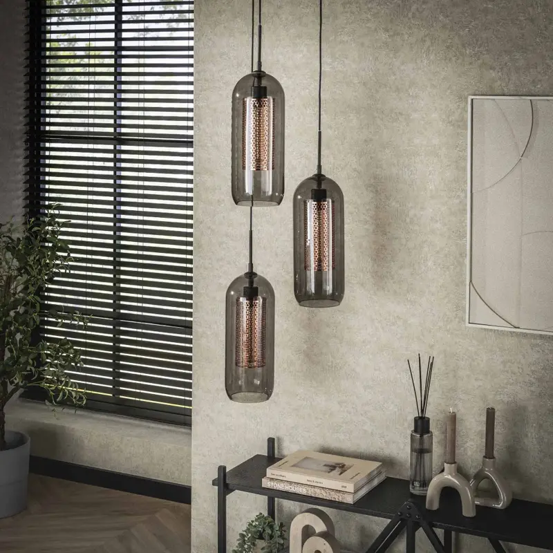 Foto 3 Hanglamp Copper 3 lichts rond