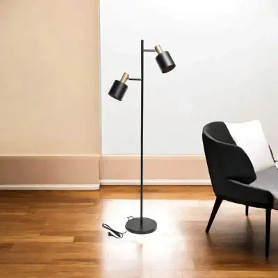 Foto van Vloerlamp Trofeo 2 lichts zwart goud S 5002 BG