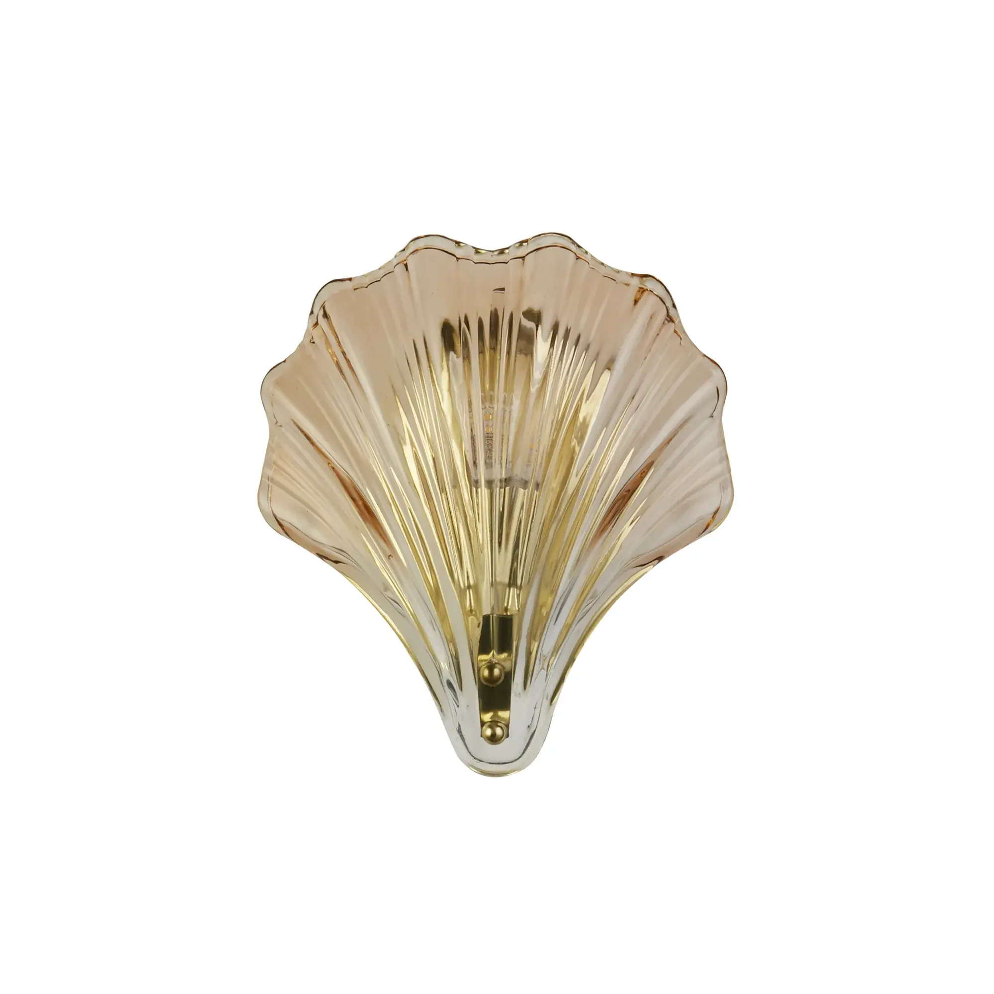 Foto 2 Shell 1Lt Wall Light, Satin Brass Metal & Amber Glass IP44