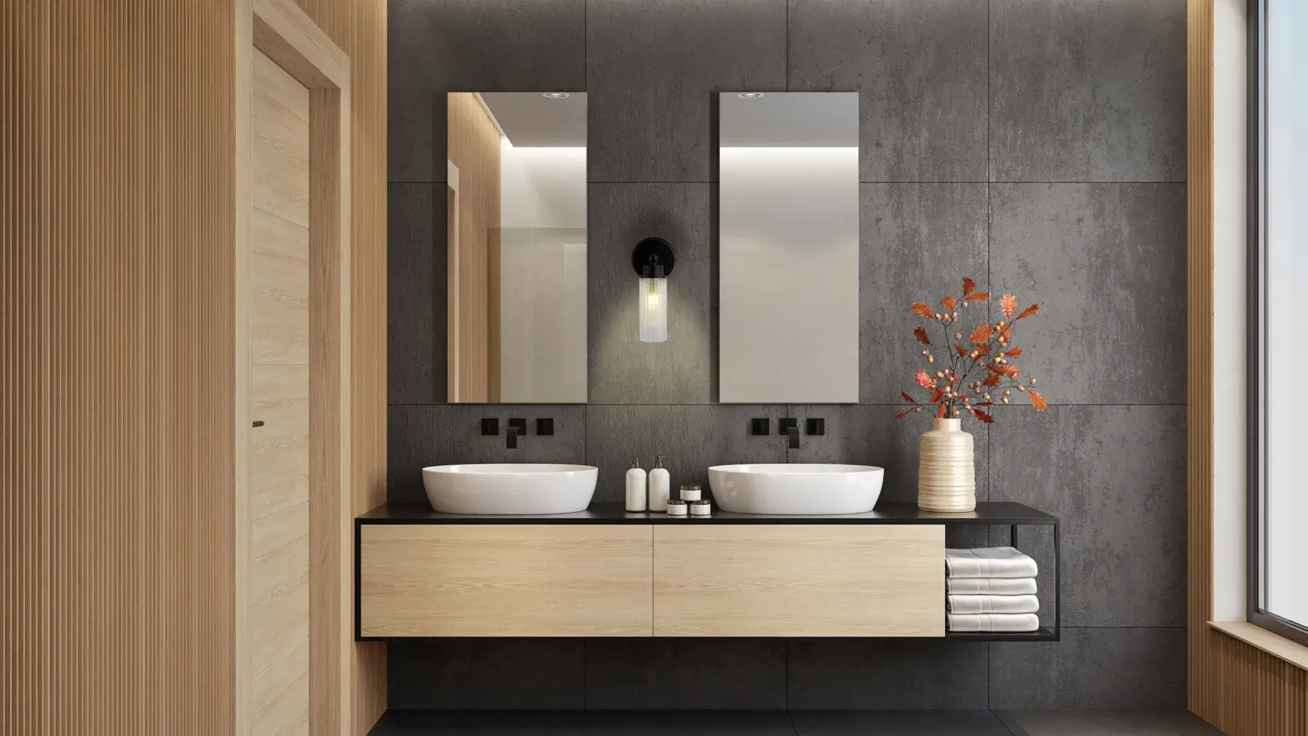 Foto 4 Imperial 1Lt Wall Light, Matt Black Metal & Clear Ribbed Gla