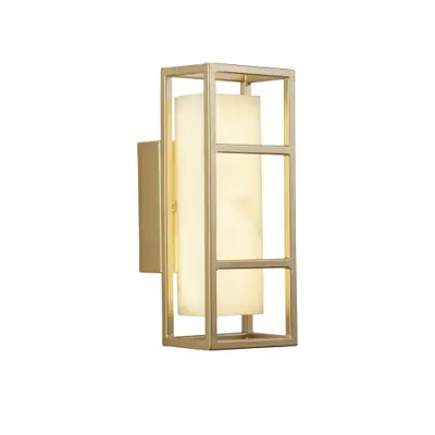 Foto van Mirage LED Wall Light, Matt Gold & Marbleised Resin