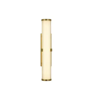 Foto van Clamp Wall Light - Gold Metal, Ribbed Clear & Opal Diffuser
