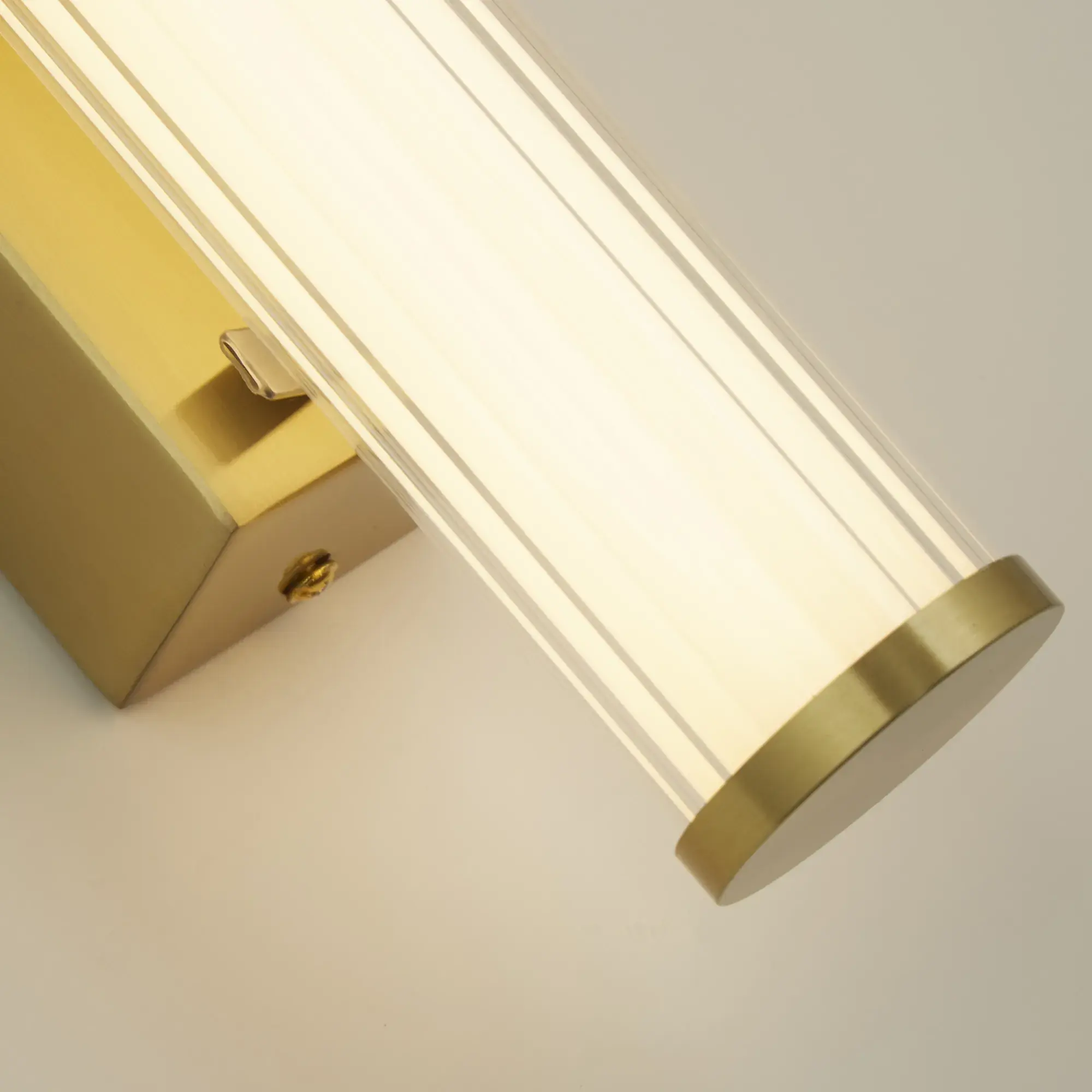 Foto 3 Clamp Wall Light - Gold Metal, Ribbed Clear & Opal Diffuser