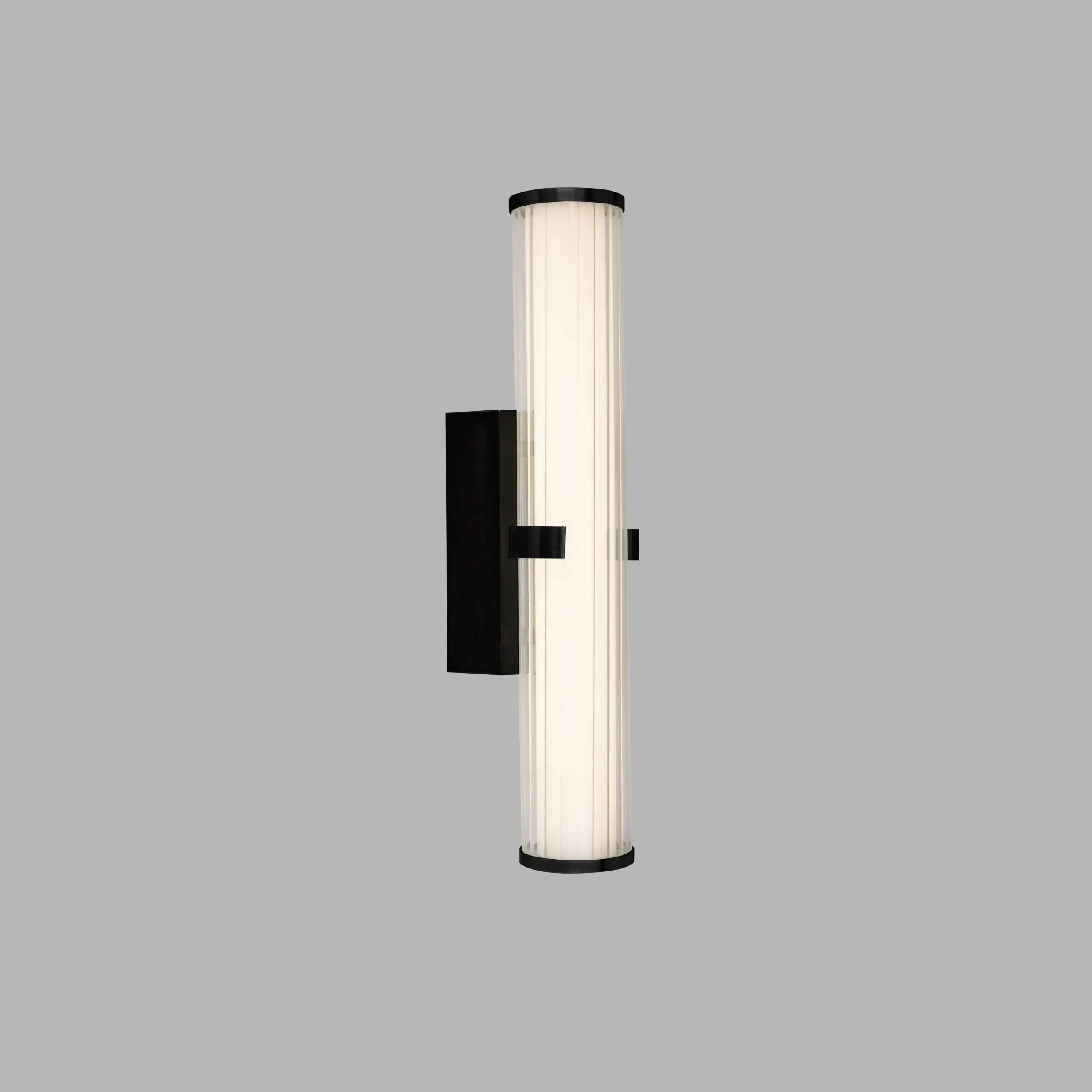 Foto 2 Clamp Wall Light - Black Metal, Ribbed Clear & Opal Diffuser