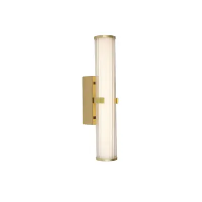 Foto van Clamp Wall Light - Gold Metal, Ribbed Clear & Opal Diffuser