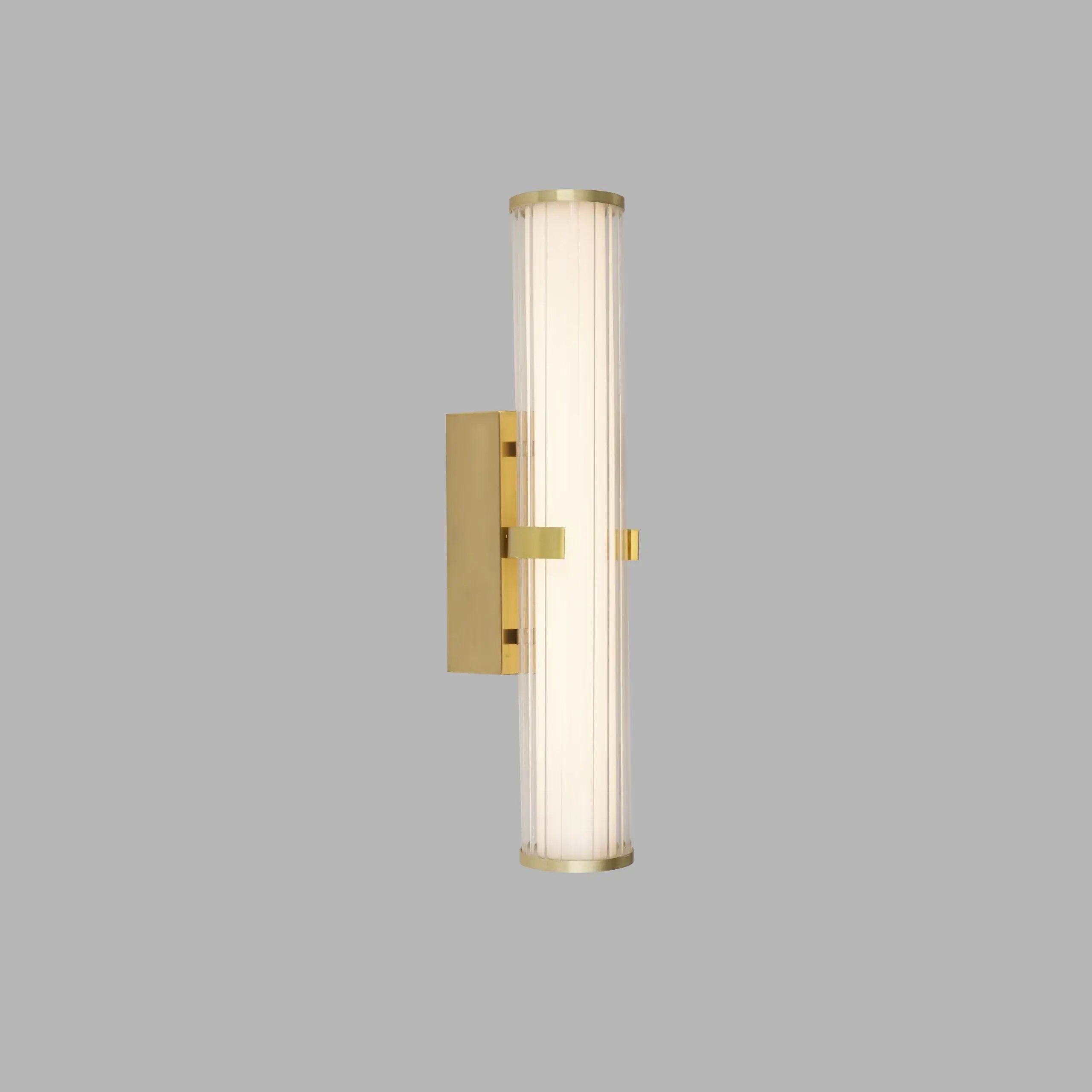 Foto 2 Clamp Wall Light - Gold Metal, Ribbed Clear & Opal Diffuser