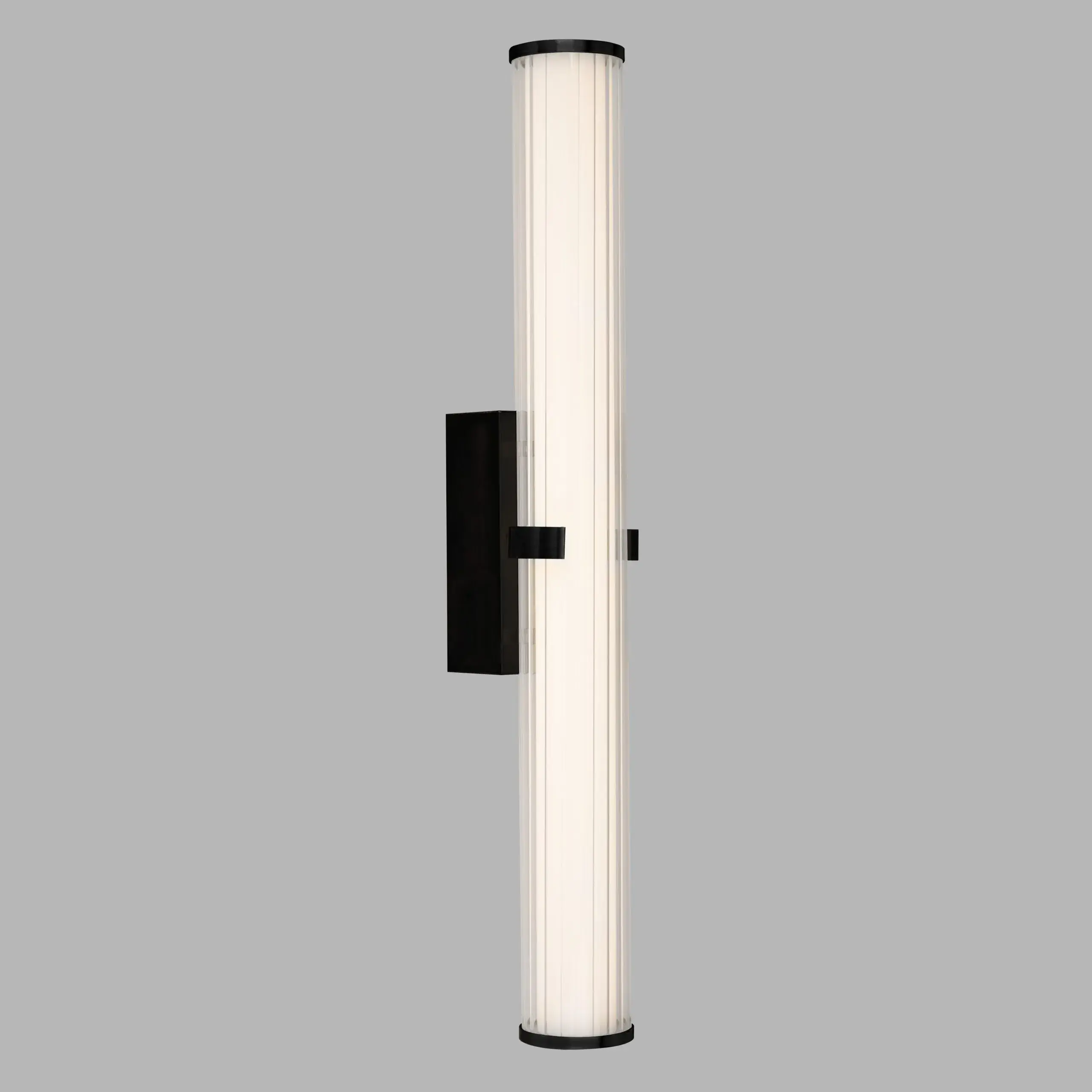 Foto 2 Clamp Wall Light - Black Metal, Ribbed Clear & Opal Diffuser