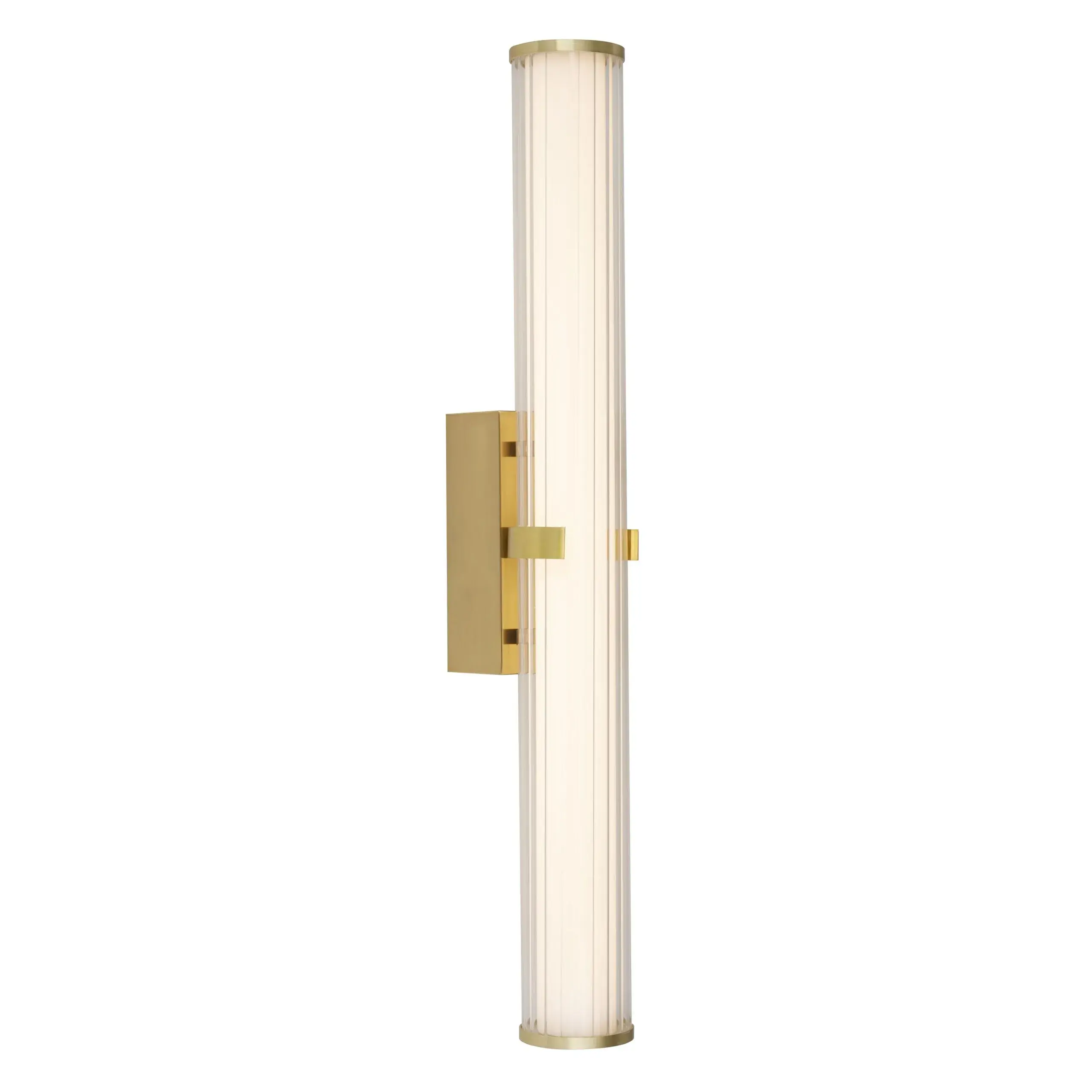 Foto 1 Clamp Wall Light - Gold Metal, Ribbed Clear & Opal Diffuser