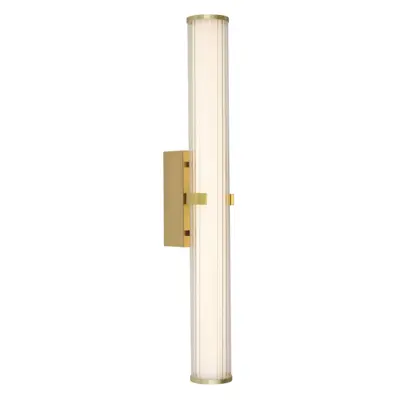 Foto van Clamp Wall Light - Gold Metal, Ribbed Clear & Opal Diffuser