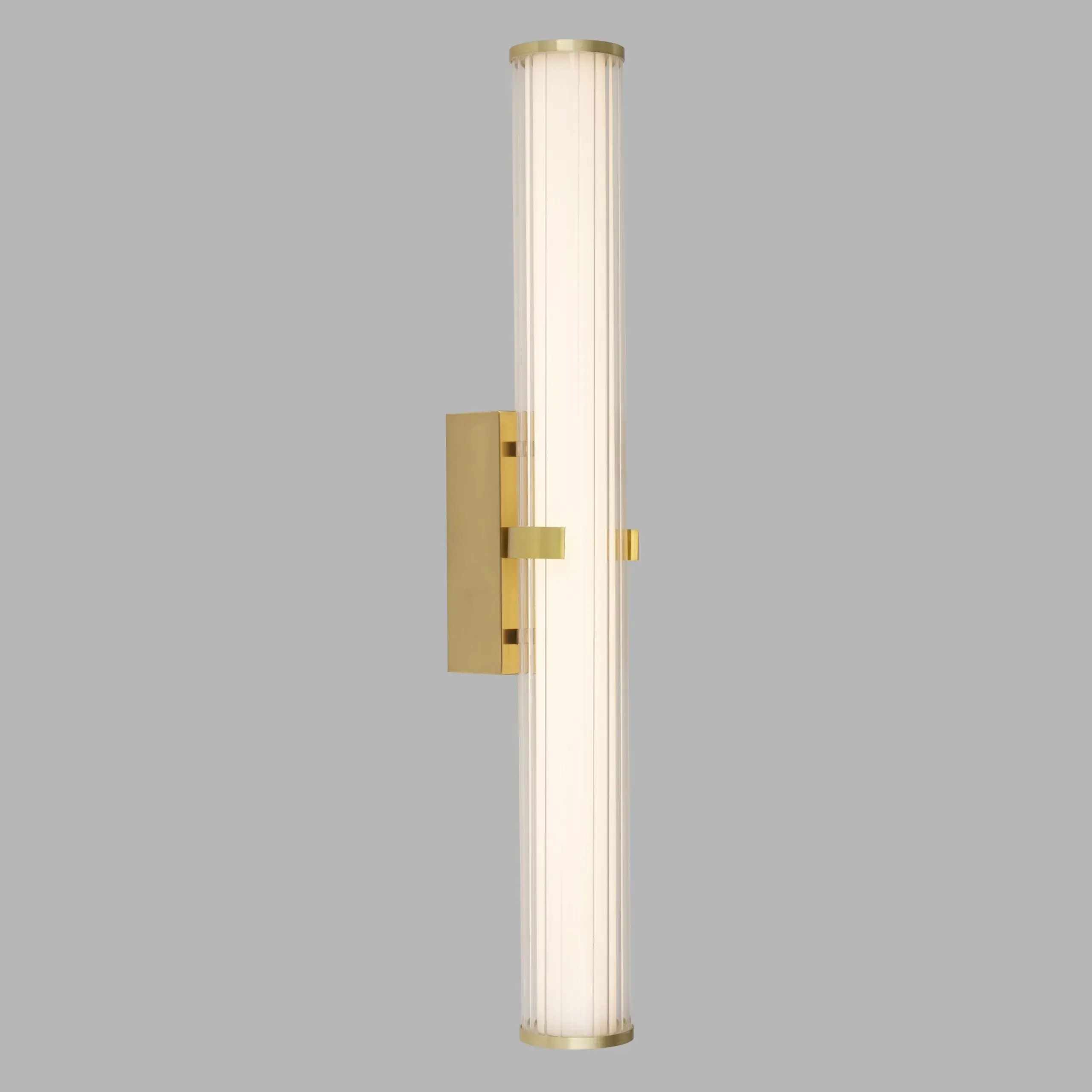 Foto 2 Clamp Wall Light - Gold Metal, Ribbed Clear & Opal Diffuser