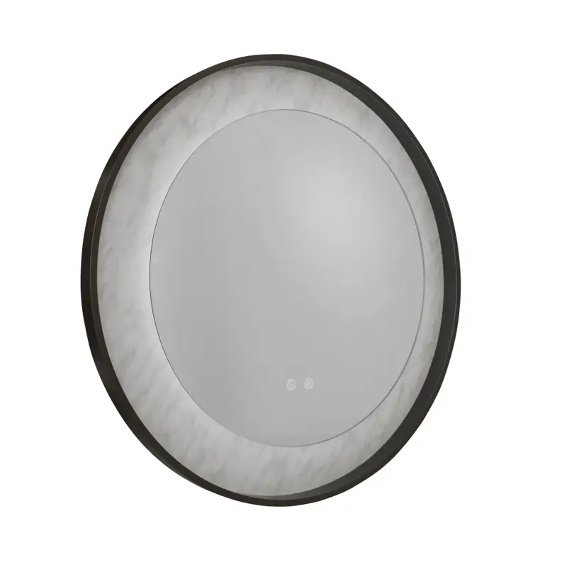 Foto 2 Luxo LED Mirror, Matt Black Metal with Marble Effect