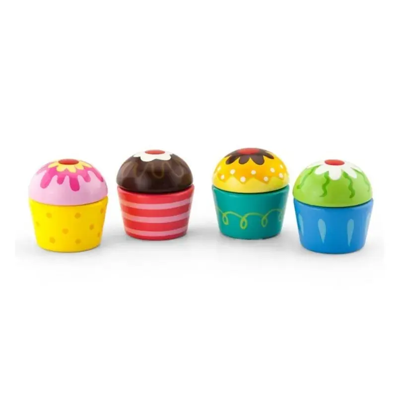 Foto 1 Vier houten cupcakes