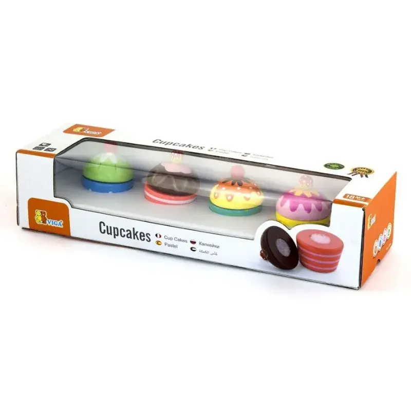 Foto 2 Vier houten cupcakes