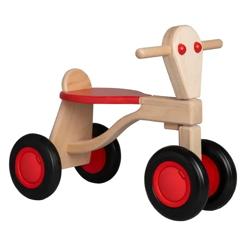 Foto 1 Loopfiets berken hout rood