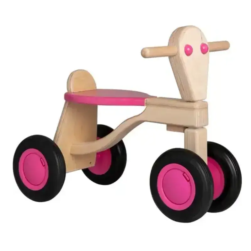 Foto 1 Loopfiets berken hout roze