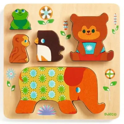 Foto van Djeco houten puzzel woodypile