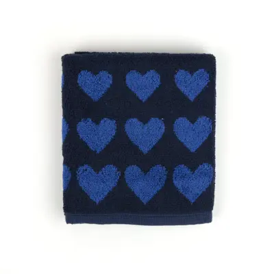 Foto van Handdoek Hearts Donkerblauw
